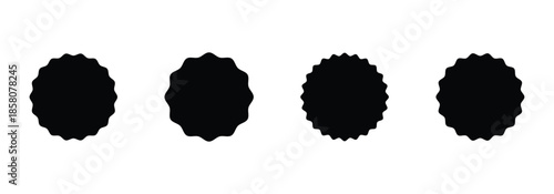 Set of black starburst, badges for Sale sticker, price tag, starburst icon set . Circle sticker set with curvy edges. Starburst set isolated on white background.
