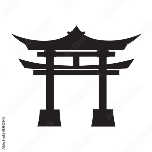 Miniature Torii Gate Silhouette Vector Illustration