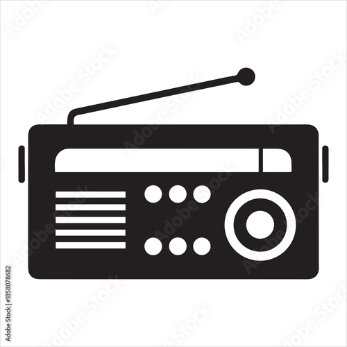 Hand Crank Radio Silhouette Vector Illustration