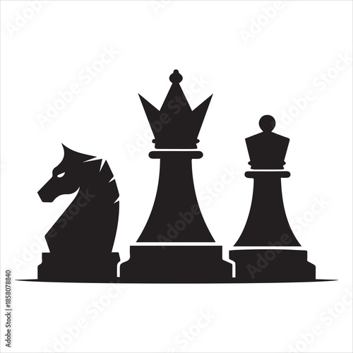 Chess Piece Silhouette Vector Illustration