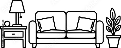 Modern Minimalist Living Room Interior Vector Illustration