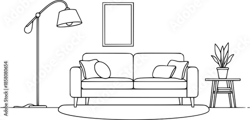 Modern Minimalist Living Room Interior Vector Illustration