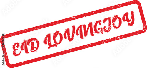 Distressed Red Rectangular Frame Stamp with Eid Loving Joy Typography for Festive Holiday Greetings