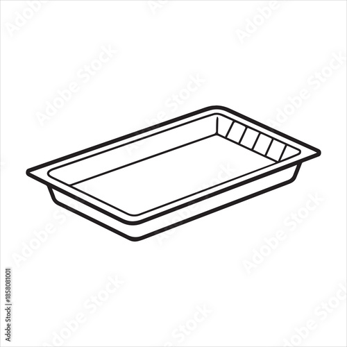 Baking Tray Line Art Vector Illustration With White