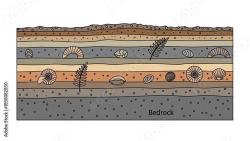 Geological Rock Layers Cross Section Vector