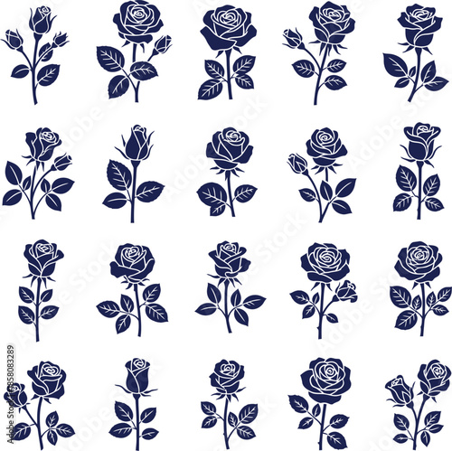 set of flowers vector