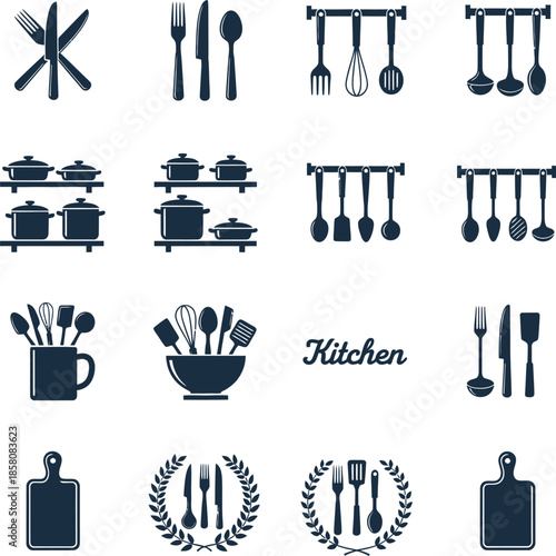 set of kitchen icons