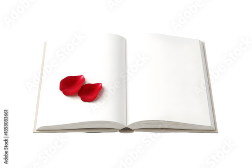 open book with red rose