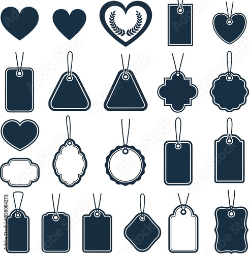 set of tags with hearts