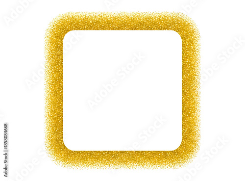 Gold glitter square frame border isolated on transparent background