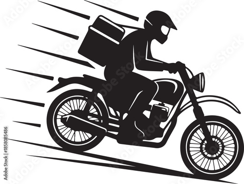 Express Delivery Service Motorbike Courier Silhouette Speeding Illustration