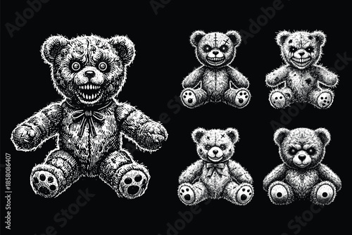 Set Bundle Hand Drawn Gold Fish Aquatic Black White Vintage Dark Art for Tattoo and Clothing illustration