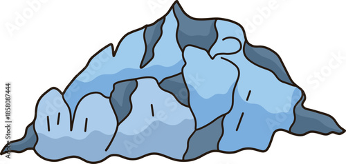 Cartoon of a large blue iceberg.