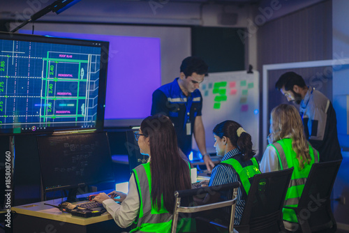 Engineers Coordinating Real Time Monitoring, Digital Site Plans, and Emergency Response