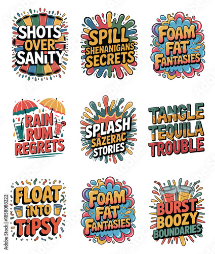 Mardi Gras themed illustrations with text and symbols Keywords: Mardi Gras, Louisiana, New