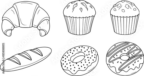 Bakery Baked Goods Silhouette Vector Illustration