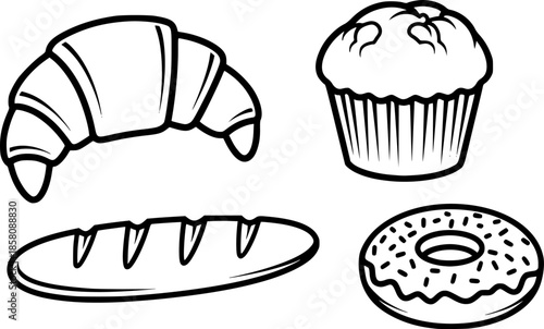 Bakery Baked Goods Silhouette Vector Illustration