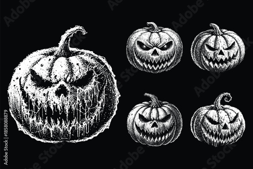 Set Bundle Hand Drawn Gold Fish Aquatic Black White Vintage Dark Art for Tattoo and Clothing illustration