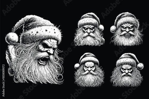 Set Bundle Hand Drawn Gold Fish Aquatic Black White Vintage Dark Art for Tattoo and Clothing illustration