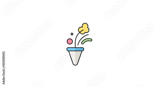 Cartoon Coffee Cup with Coffee Beans.