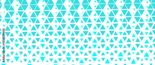 Abstract geometric pattern of turquoise triangles on a white background, a seamless modern design ideal for wallpaper, textiles.