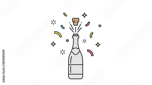 Champagne Bottle Popping Celebration.