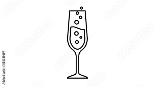 Champagne Flute with Bubbles Illustration.