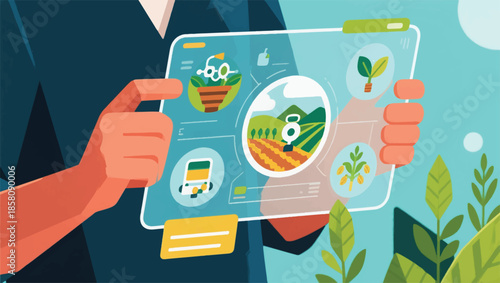 Illustration of Digital Agricultural Innovation with Smart Farming Icons Vector Design Template