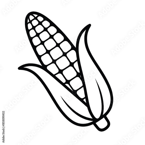 Corn Line Icon – Maize Vegetable Outline Illustration