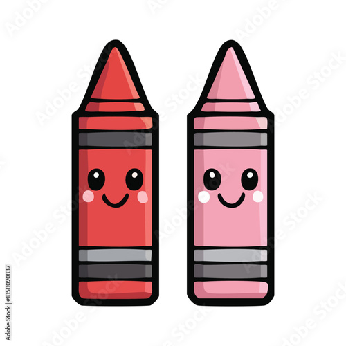 cute vector illustration of a red and pink crayon