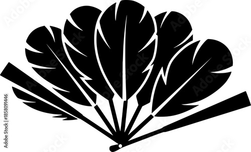 Ornate Feather Fan Silhouette Vector Illustration