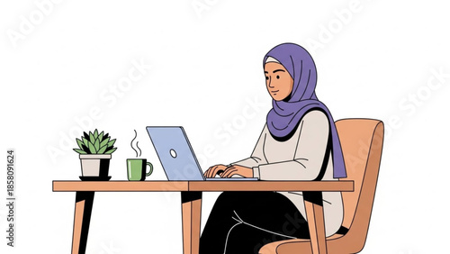 Islamic Daily Life Concept Muslim Working and Prayer Balance Vector