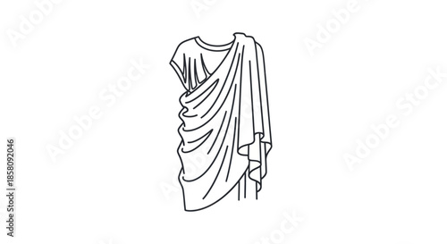 Classic Roman Toga Draped Garment Line Art Illustration.