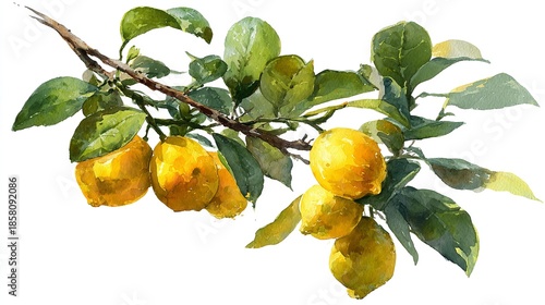 branch of orange tree with fruits isolated on white or transparent png