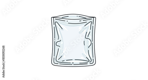 Empty Clear Plastic Stand-Up Pouch Packaging Illustration.