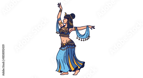 Elegant Egyptian Dancer in Traditional Costume Performing a Graceful Pose.