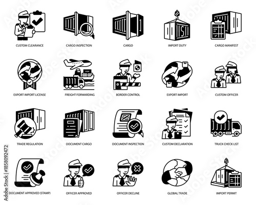 Customs Clearance International Trade Solid Icon