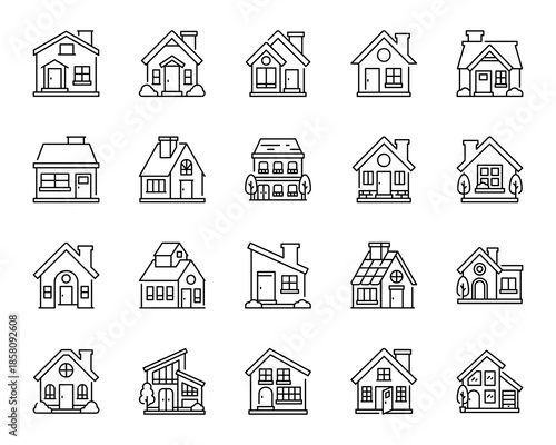 Home and House Shape Icons Line Icon
