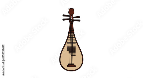 Traditional Chinese Pipa Lute Musical Instrument.