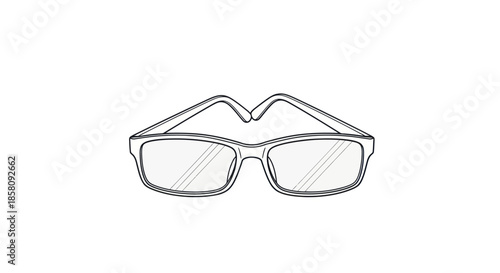 Simple Line Drawing of Rectangular Eyeglasses.