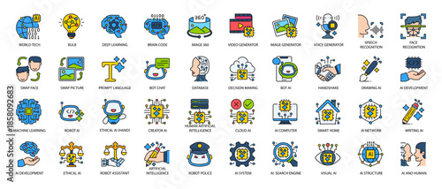Artificial Intelligence Technology System Filled Line Icon