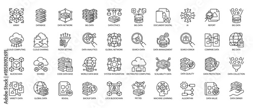 Big Data Analytics and Processing Line Icon
