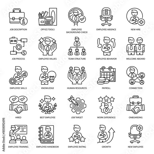 Employee Onboarding and Training Process Line Icon