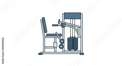 Modern Gym Exercise Equipment with Weight Stack Illustration.