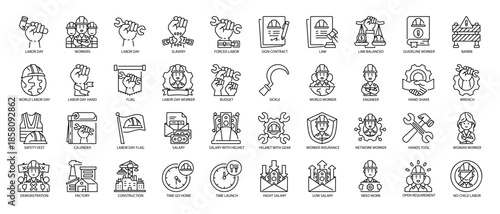 Labor Day Line Icon Pack