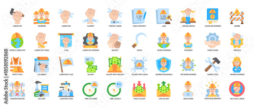 Labor Day Flat Icon Pack