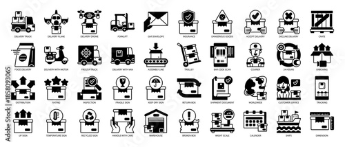 Logistics and Shipping Solid Icon Pack