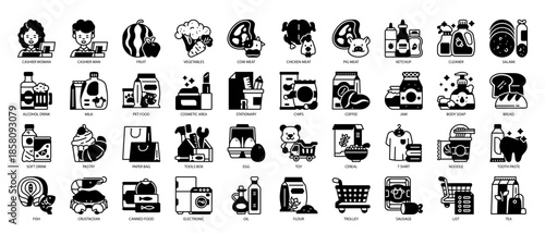 Supermarket Solid Icon Pack