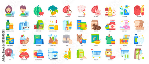 Supermarket Flat Icon Pack