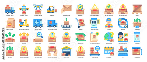 Logistics and Shipping Flat Icon Pack